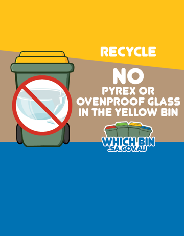 No broken glass, crockery or light globes in the yellow lid recycle bin!